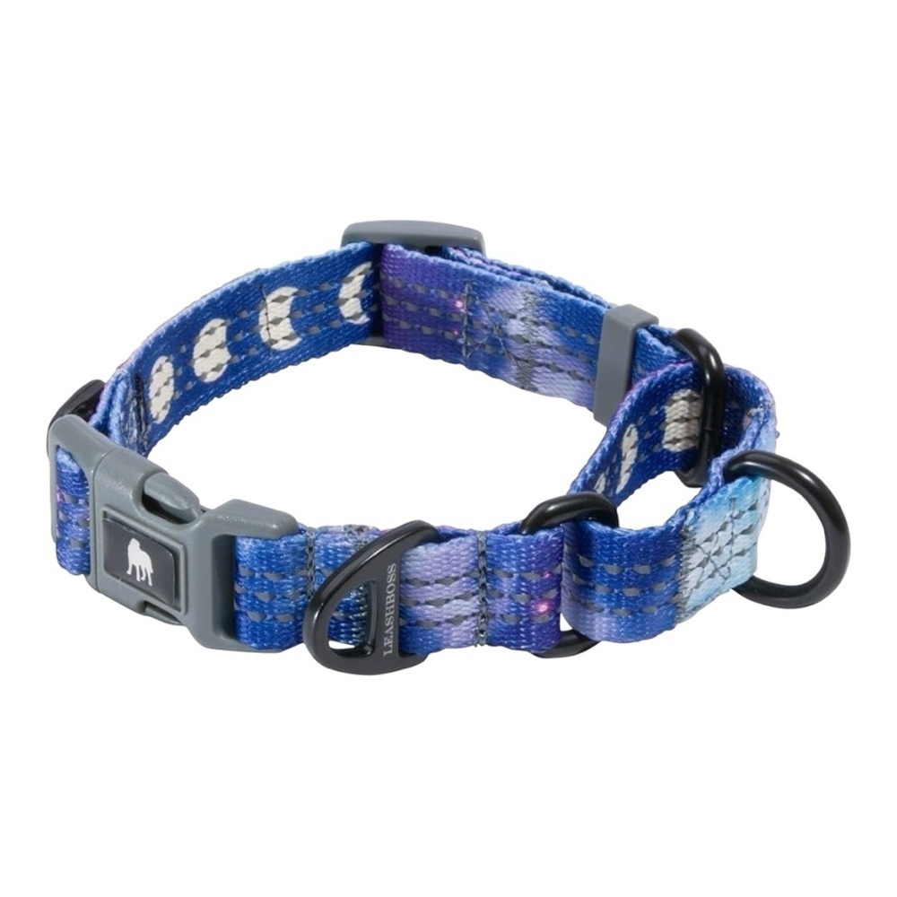 Leash Boss Martingale Collar Dogs Size Medium Pink Purple Space Reflective